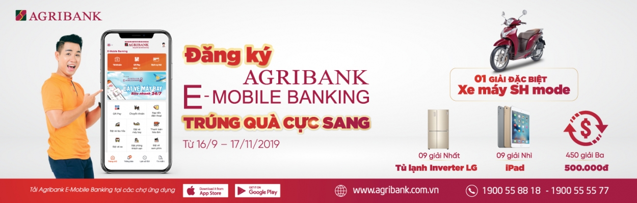 “Đăng ký Agribank E-Mobile Banking trúng quà cực sang”