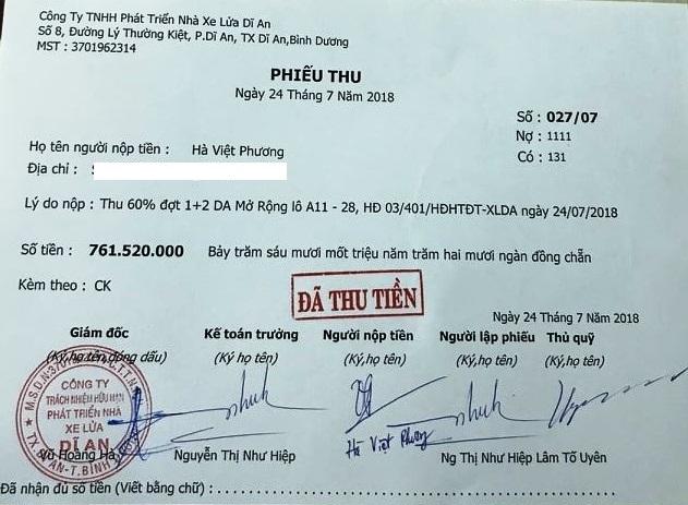 Rất nhiều khách hàng đã đóng tiền lên tới 60% giá trị hợp đồng