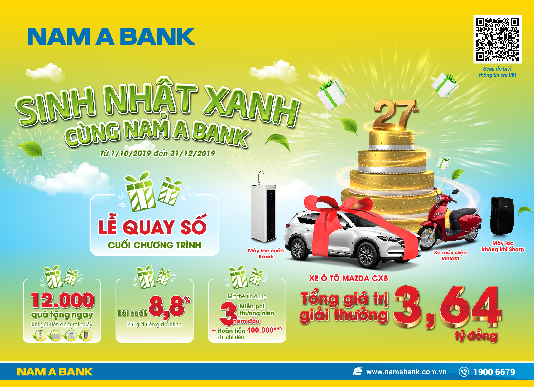 Cơ hội rước xe sang mừng sinh nhật Nam A Bank