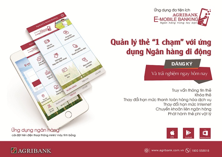 Quản lý thẻ “1 chạm” với ứng dụng ngân hàng di động Agribank E-Mobile Banking