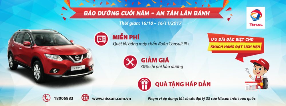 “Bảo dưỡng cuối năm, an tâm lăn bánh” cùng Nissan Việt Nam