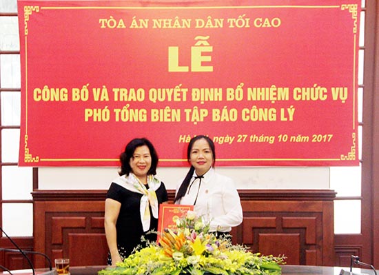 Tòa án Nhân dân Tối cao bổ nhiệm Phó Tổng biên tập Báo Công lý