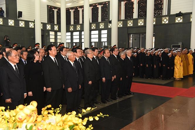 Lãnh đạo Đảng, Nhà nước tại Lễ truy điệu nguyên Tổng Bí thư Đỗ Mười.