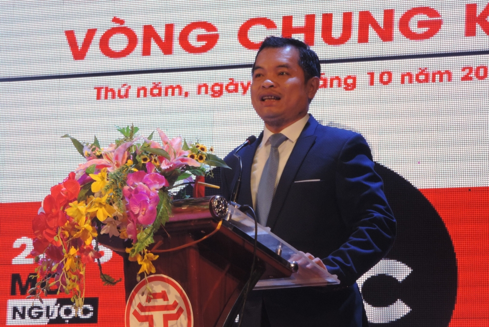 Anh Trần Phúc Lộc, Phó Chủ tịch Hội LHTN Việt Nam thành phố Hà Nội, Phó Giám đốc Cung Thanh niên phát biểu tại chương trình