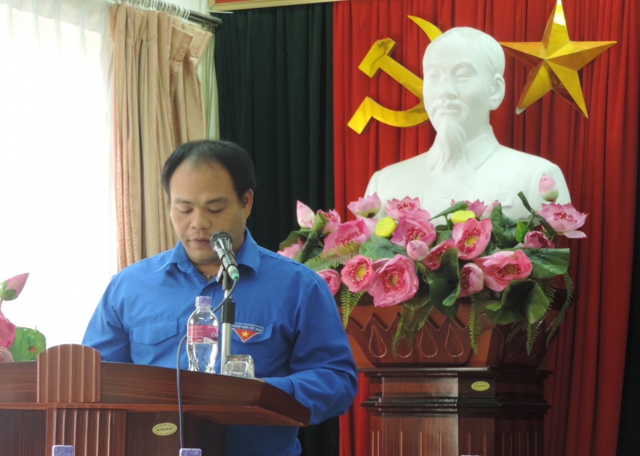 Anh Dương Minh Đức, Bí thư Quận đoàn Hai Bà Trưng đọc diễn văn kỉ niệm Ngày truyền thống Hội LHTN Việt Nam tại chương trình