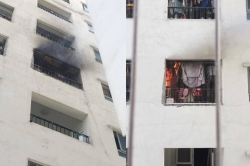 Cháy căn hộ chung cư HH Linh Đàm, nhiều người dân hoảng sợ tháo chạy