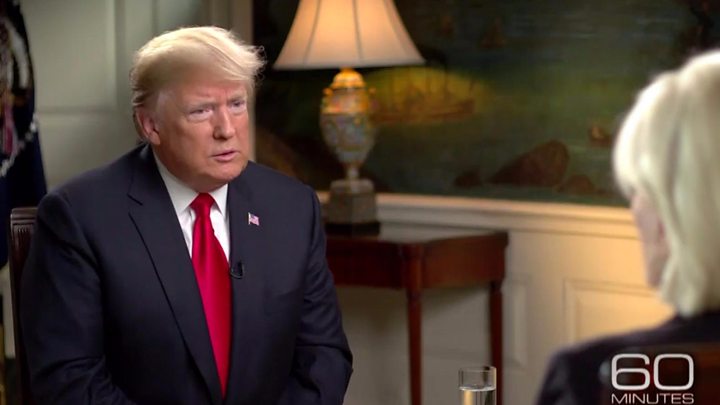 Tổng thống Mỹ Donald Trump trong buổi trả lời phỏng vấn đài CBS