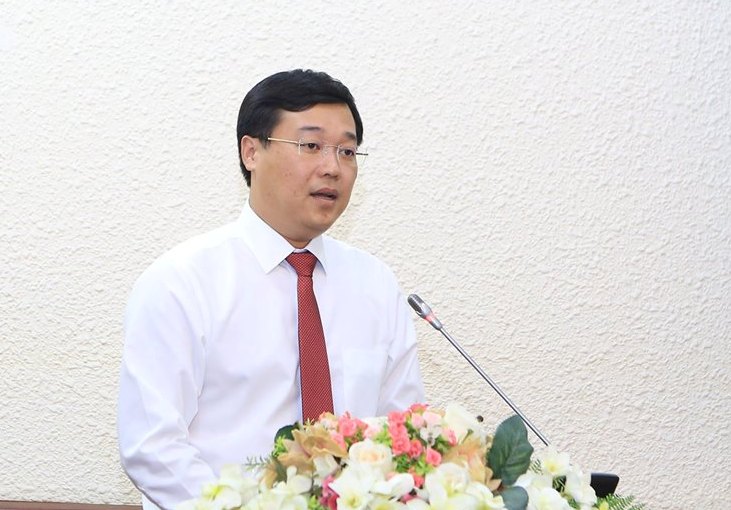 Đồng chí Lê Quốc Phong - Ủy viên dự khuyết Ban chấp hành Trung ương Đảng, Bí thư thứ nhất Trung ương Đoàn, Chủ tịch Hội LHTN, Chủ tịch Hội Sinh viên Việt Nam phát biểu tại chương trình