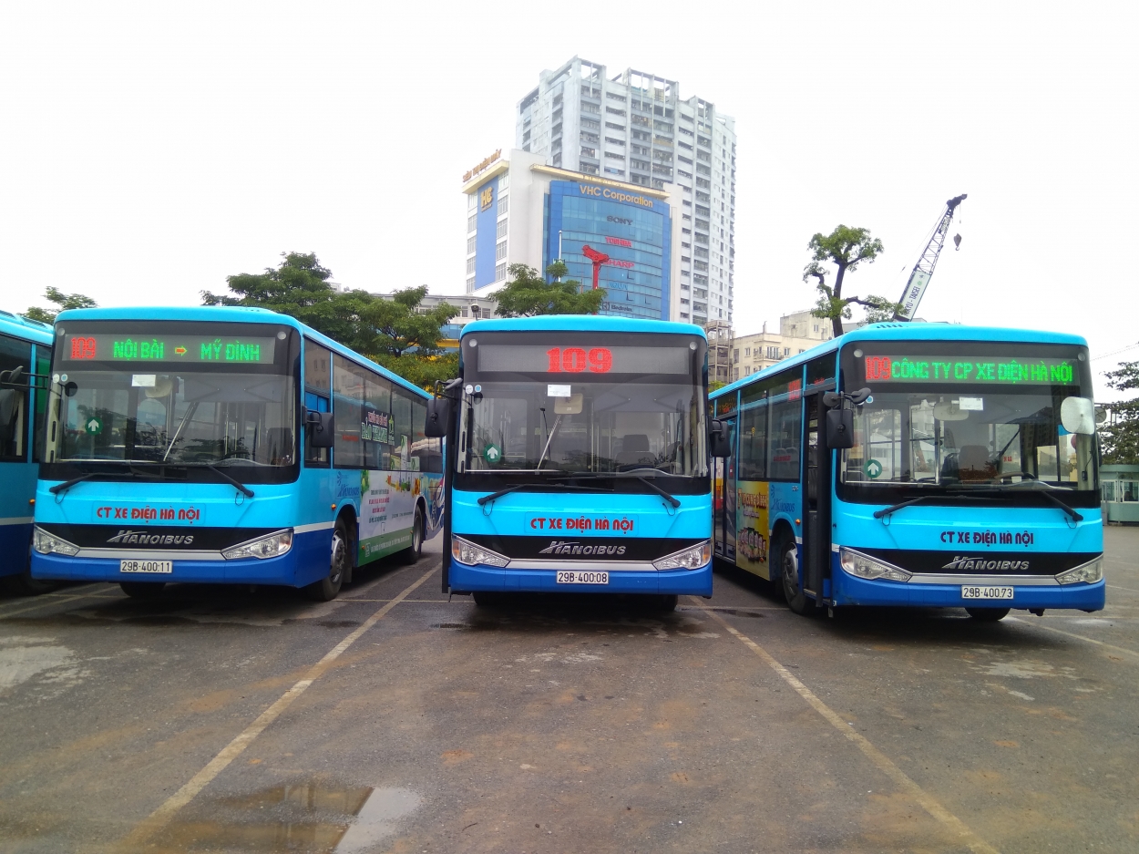 Tuyến buýt 109 có lộ trình Bến xe Mỹ Đình-sân bay Nội Bài giá vé là 8.000 đồng/lượt. (Ảnh: Transerco cung cấp).