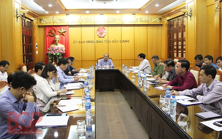 Cuộc họp Ban Chỉ đạo hỗ trợ đầu tư và phát triển doanh nghiệp tỉnh Bắc Giang. (ảnh: Cổng thông tin tỉnh).