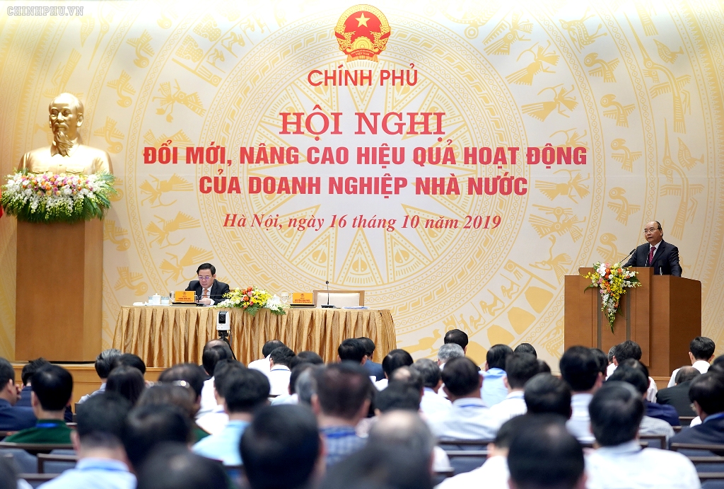 Thủ tướng Nguyễn Xuân Phúc phát biểu tại Hội nghị đổi mới, nâng cao hiệu quả hoạt động của doanh nghiệp Nhà nước