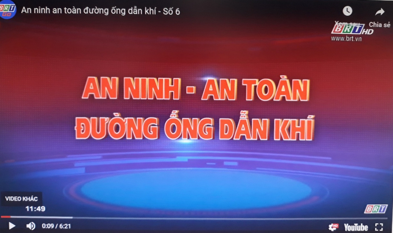 Giao diện bản tin “An ninh – An toàn đường ống dẫn khí” của PV GAS trên Youtube