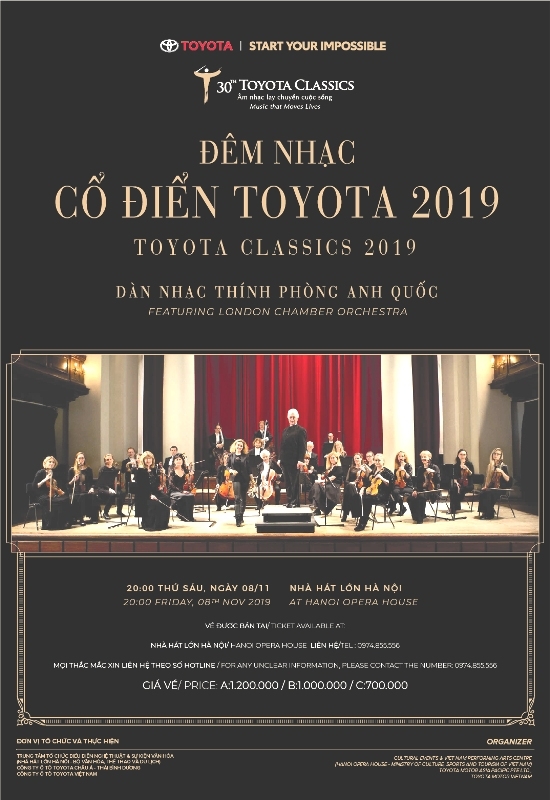 Chương trình Đêm nhạc cổ điển Toyota 2019 diễn ra một đêm duy nhất tại Hà Nội