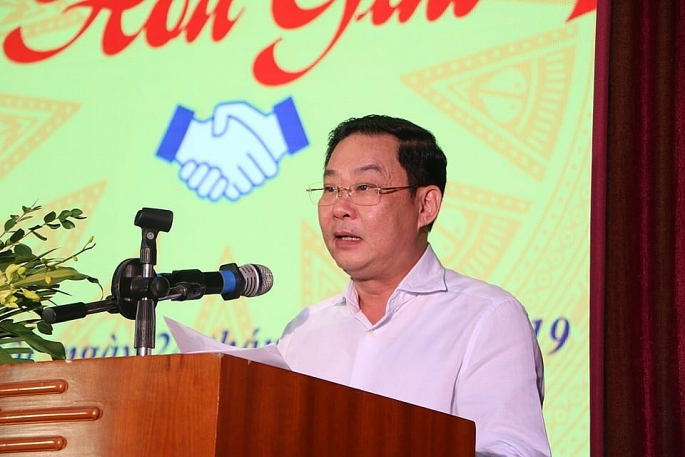 Phó Chủ tịch UBDN TP Lê Hồng Sơn phát biểu tại Cuộc thi Hòa giải viên giỏi TP Hà Nội 2019