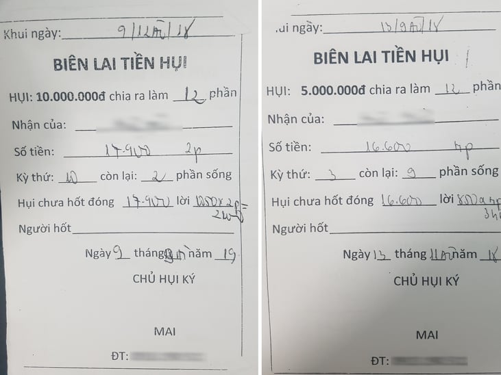 Biên lai thu tiền hụi