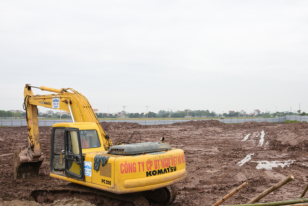 Công trường xây dựng trạm biến áp 110kV Phú Xuyên tại tiểu khu Mỹ Lâm, huyện Phú Xuyên