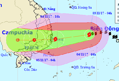Bão số 12 mạnh thêm, hướng thẳng vào các tỉnh Nam Trung Bộ