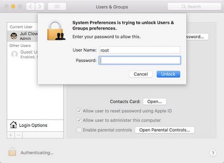 Apple tung bản vá lỗi bảo mật “root” trên macOS High Sierra