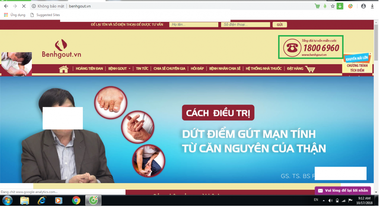 Số điện thoại 18006960 của Công ty dược Nhân Hưng được đặt làm số điện thoại hotline cho các website quảng cáo.