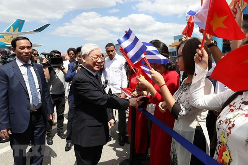 Tổng Bí thư Nguyễn Phú Trọng trong chuyến thăm Cuba tháng 3/2018 (Ảnh: TTXVN)