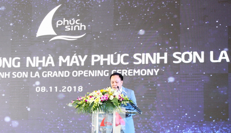 Ông Phan Minh Thông, Chủ tịch HĐQT Phúc Sinh Group phát biểu tại buổi lễ