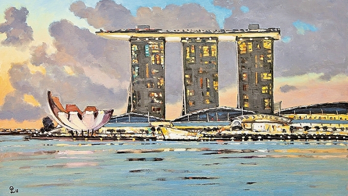 Tác phẩm Chiều muộn trên vịnh Marina của họa sỹ Phạm Luận