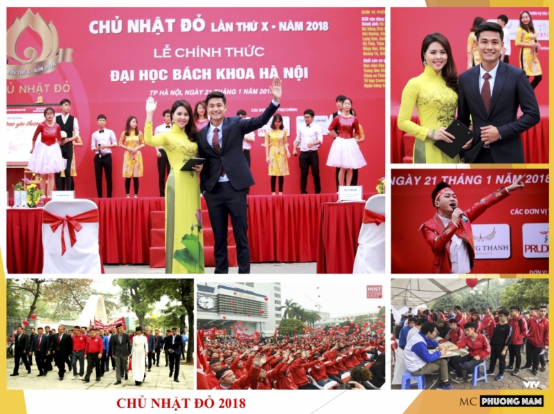 MC Đinh Phương Nam tại chương trình thiện nguyện Chủ nhật đỏ tại trường ĐH Bách khoa Hà Nội