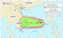 Áp thấp nhiệt đới khu vực giữa Biển Đông mạnh lên thành bão số 6