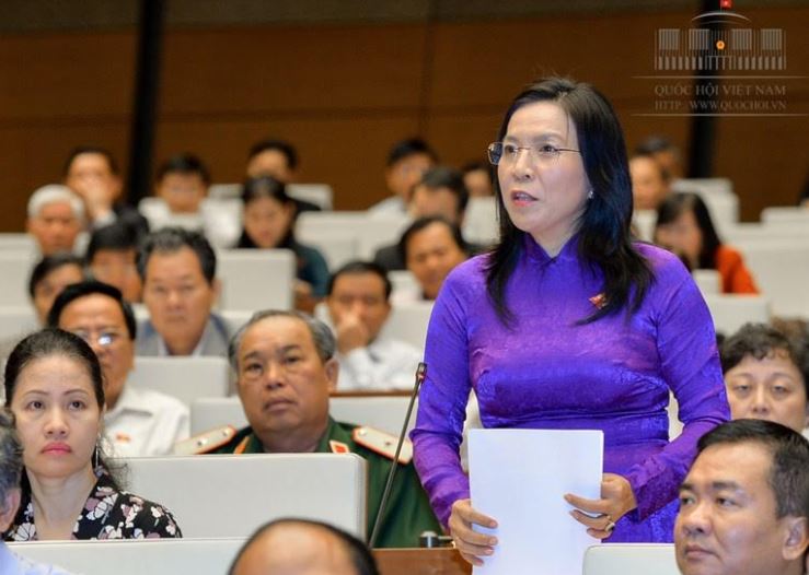 ĐB TP Hồ Chí Minh Trịnh Ngọc Thúy phát biểu tại Hội trường.