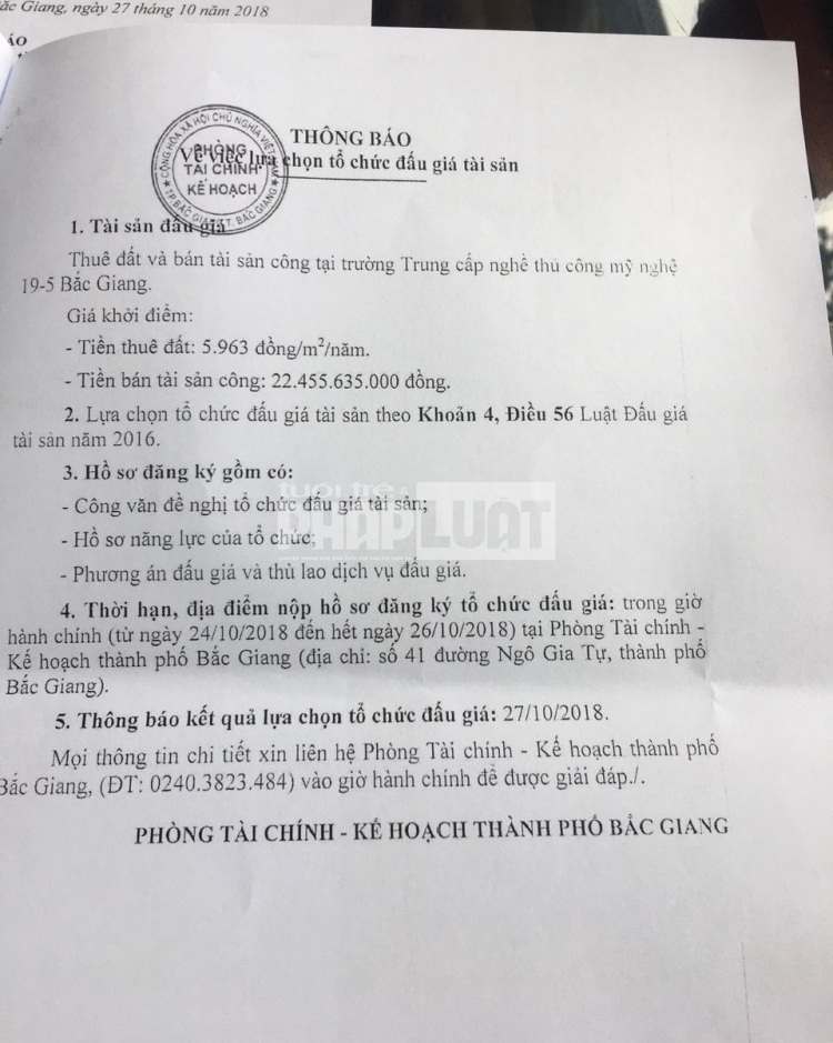 Phòng Tài chính - Kế hoạch chỉ bán hồ sơ cho đơn vị đăng ký tổ chức đấu giá trong 2 ngày khiến nhiều doanh nghiệp không kịp