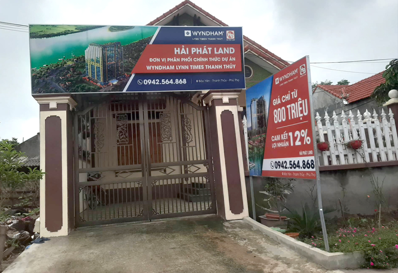 Những đối tác của Onsen Fuji treo biển, rao bán sản phẩm dự án Tổ hợp khách sạn nghỉ dưỡng Wyndham Thanh Thủy