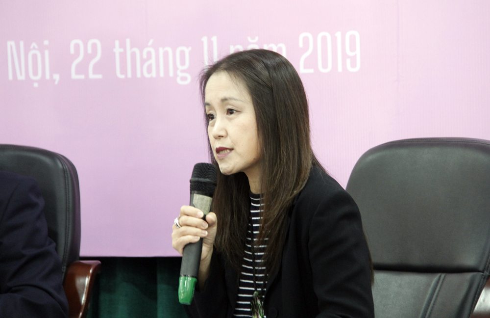 Bà Naomi Kitahara - Trưởng Đại diện Quỹ dân số Liên Hợp Quốc (UNFPA) chia sẻ tại chương trình