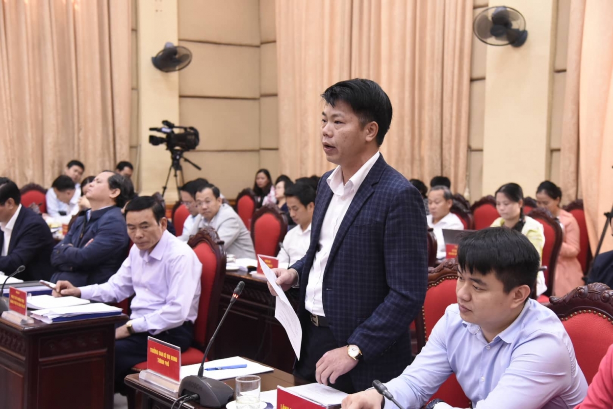 Trưởng ban Đô thị HĐND TP Hà Nội Nguyễn Nguyên Quân phát biểu tại Hội nghị