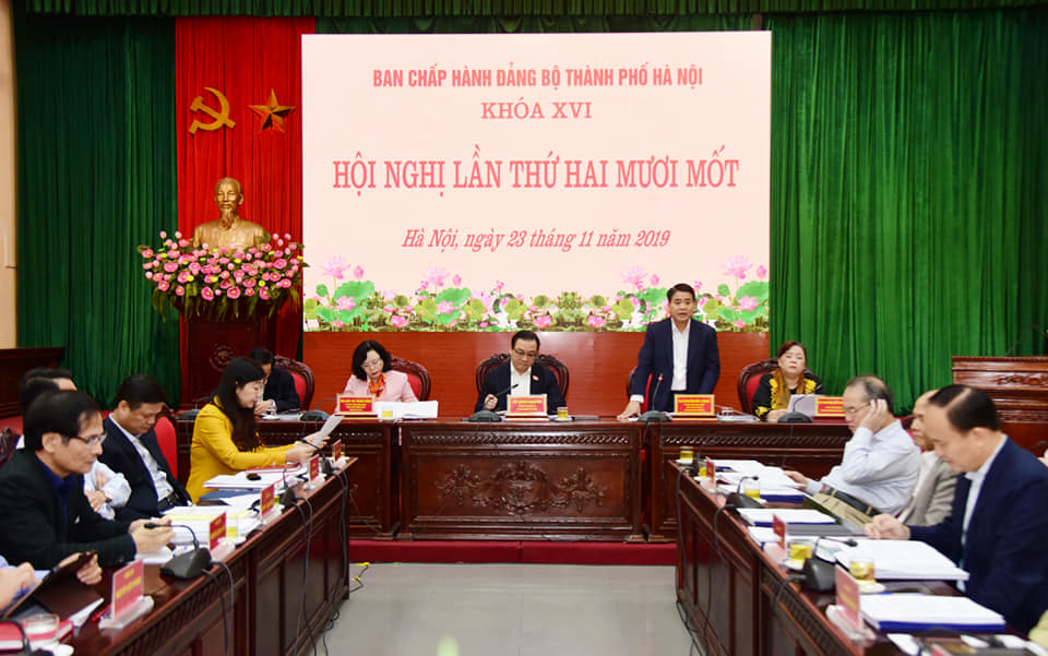 Chủ tịch UBND TP Hà Nội Nguyễn Đức Chung phát biểu tại Hội nghị