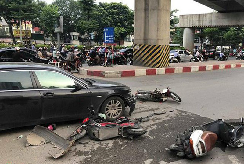 Hiện trường vụ tai nạn trên đường Nguyễn Trãi, quận Thanh Xuân, Hà Nội