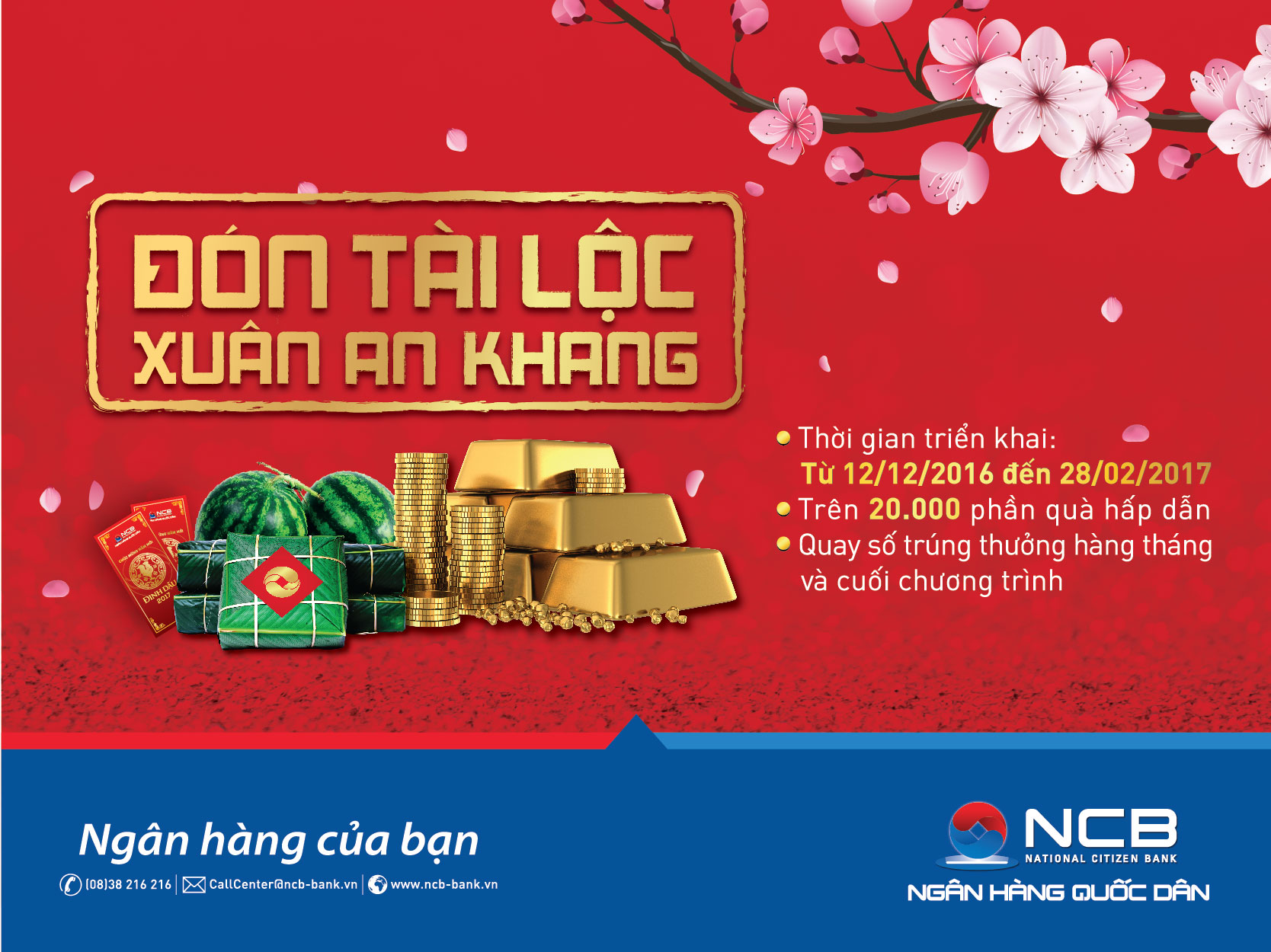 Đón tài lộc xuân an khang, món quà của NCB dành cho khách hàng