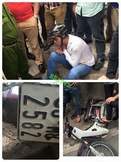 Người dân tóm gọn tên cướp sau khi giật đồ liền gây tai nạn