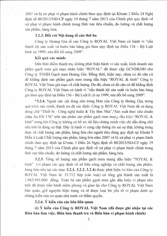 Công ty ROYAL Việt Nam bị phạt hơn 500 triệu đồng