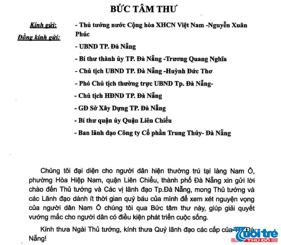 Bức tâm thư gửi Thủ tướng