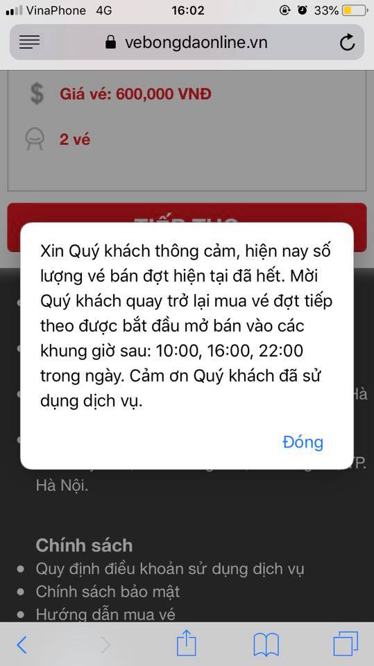 Đợi đến khung giờ 16h, người hâm mộ vô vọng