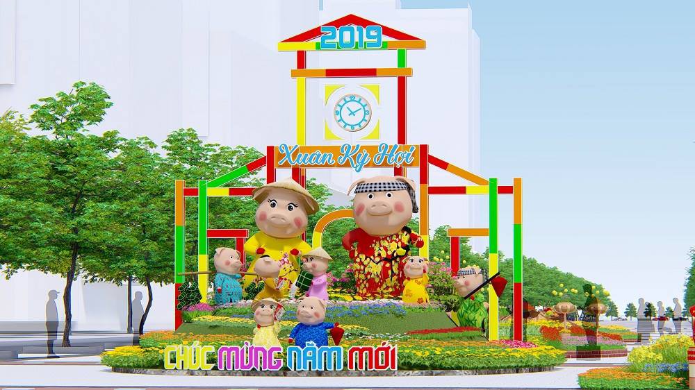 Mô hình đại gia đình Hợi ở vị trí trung tâm