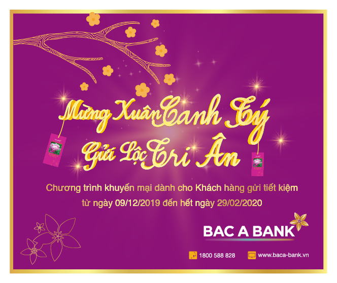 Mừng Xuân Canh Tý, BAC A BANK gửi lộc tri ân khách hàng gửi tiền