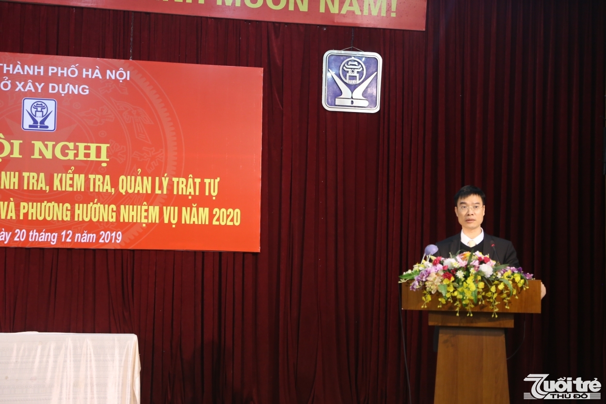Đồng chí Luyện Văn Phương, Phó Giám đốc sở Xây dựng Hà Nội phát biểu tại Hội nghị