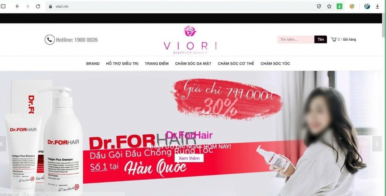 Website https://viori.vn quảng cáo Dr.ForHair