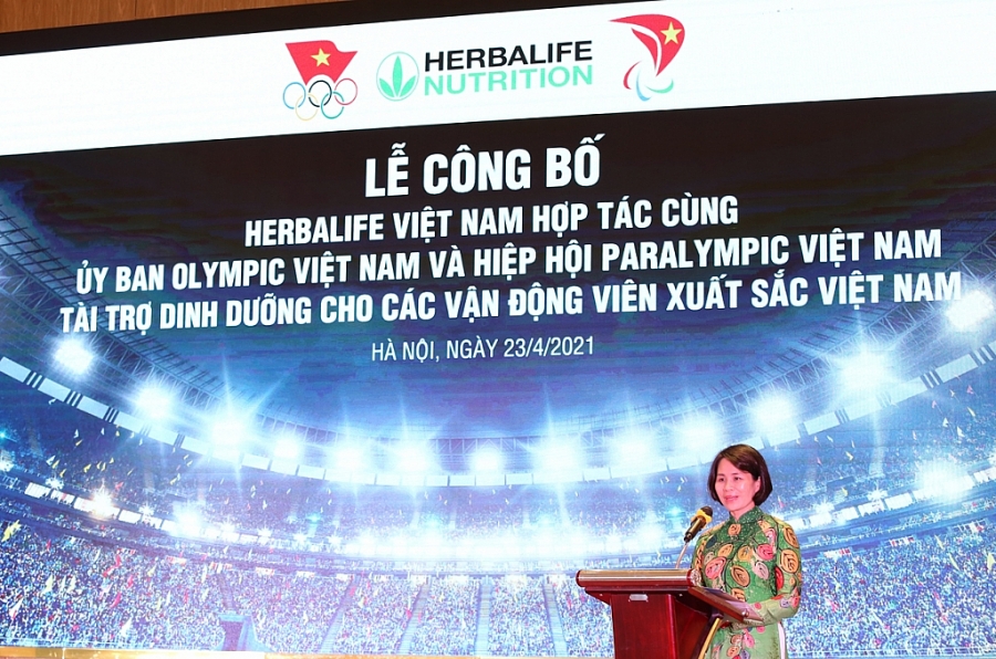 Bà Lê Thị Hoàng Yến, Phó tổng cục trưởng Tổng cục Thể dục thể thao phát biểu tại chương trình