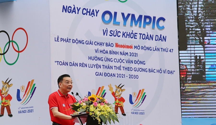 Chủ tịch UBND TP Hà Nội Chu Ngọc Anh phát biểu tại buổi lễ phát động vào sáng ngày 24/4