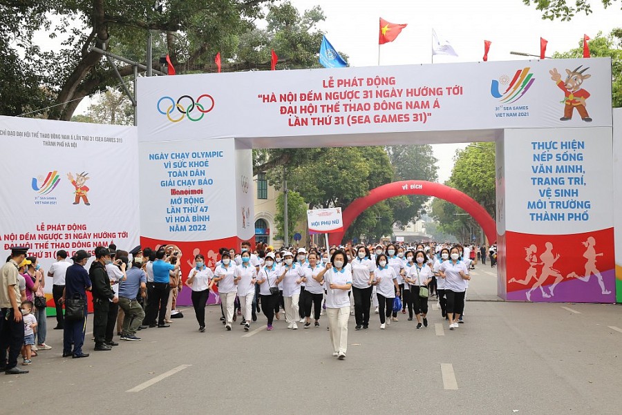 Chùm ảnh: Sôi nổi Lễ phát động ''Hà Nội đếm ngược 31 ngày hướng tới SEA Games 31''