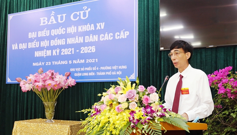 Đông chí Âu Ngọc Trung, Tổ trưởng tổ bầu cử khu vực bỏ phiếu số 4 phát biểu khai mạc