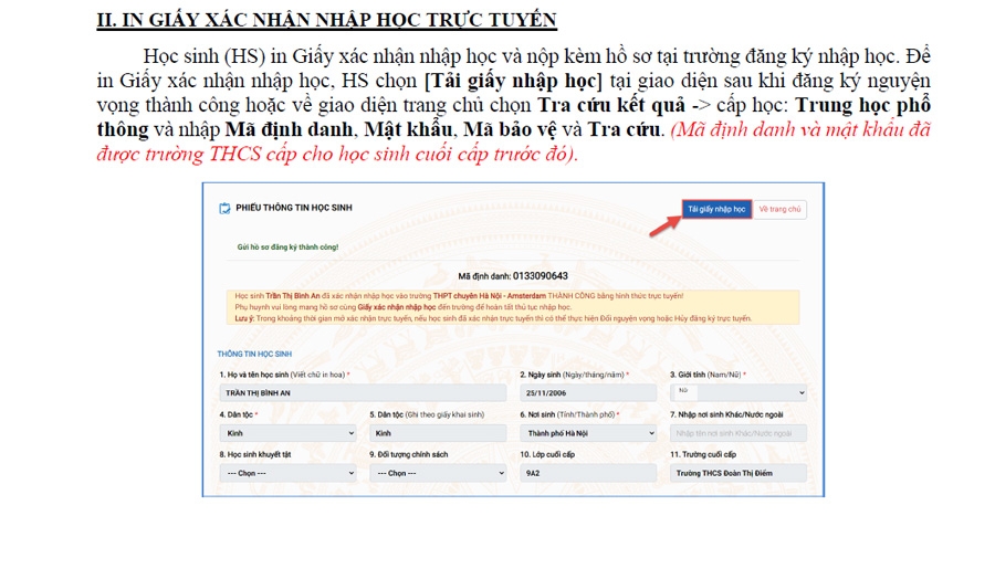 Sở GD&ĐT Hà Nội hướng dẫn chi tiết nhập học trực tuyến vào lớp 10 năm 2021