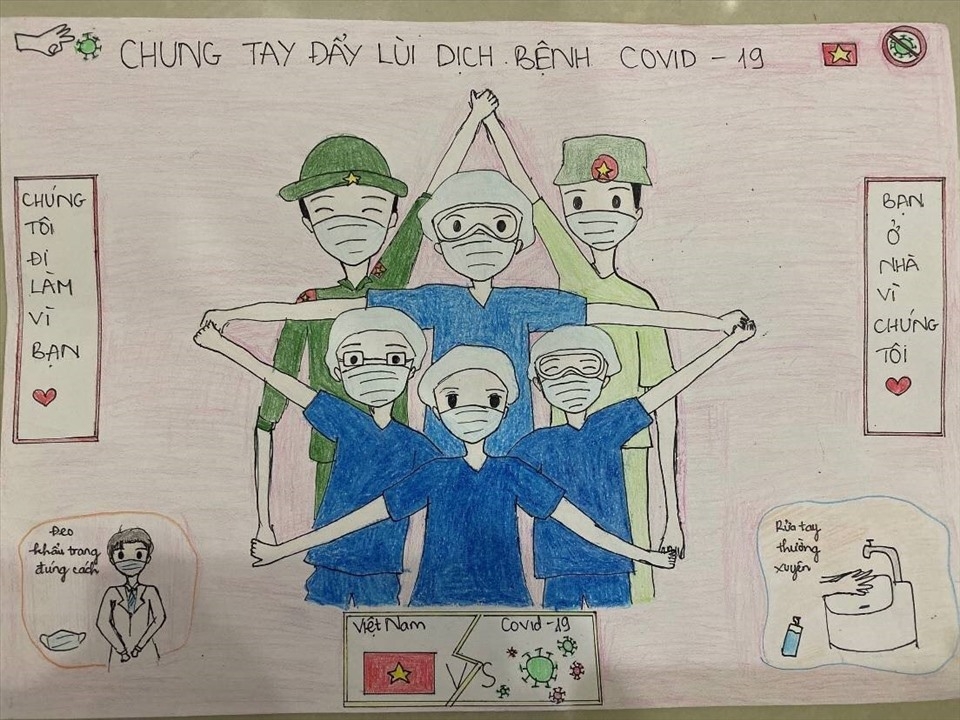 Thầy, trò quận Ba Đình lan tỏa thông điệp “Việt Nam chiến thắng đại dịch Covid-19”